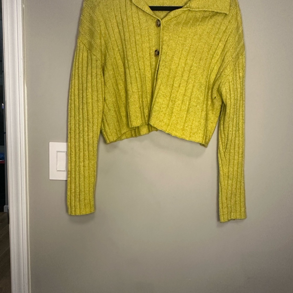 Wild Fable Cropped Yellow Cardigan
